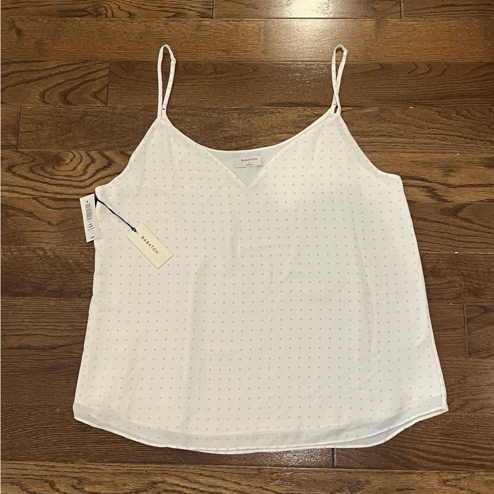 🚨NWT🚨Babaton Aritzia White & Lavender Polka Dot Everly Camisole